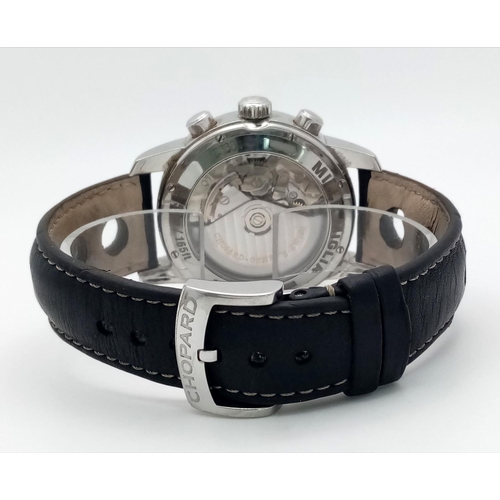 81 - A Chopard Mille Miglia Automatic Gents Watch. Black leather strap. Stainless steel case - 42mm. Blac... 