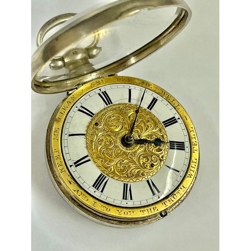 199 - An Antique silver verge fusee pocket watch, as found.