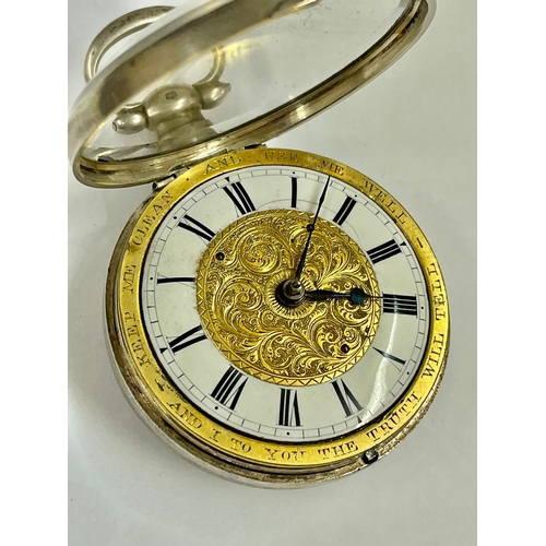 199 - An Antique silver verge fusee pocket watch, as found.