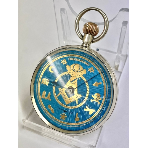 220 - A Vintage silver Masonic pocket watch. In working order.