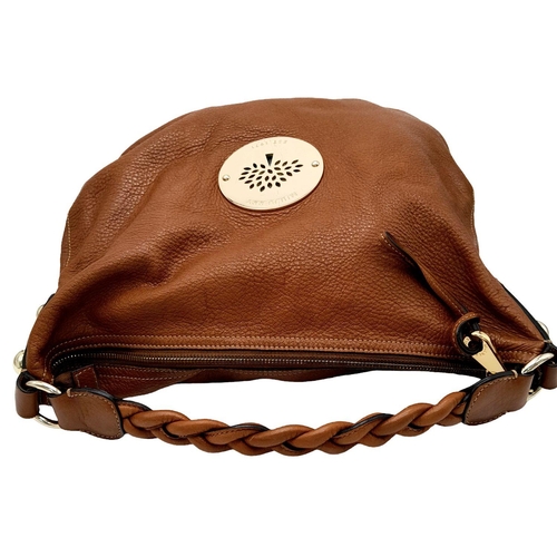 233 - A Mulberry Tan Daria Hobo Bag. Leather exterior with gold-toned hardware, braided strap and zip top ... 