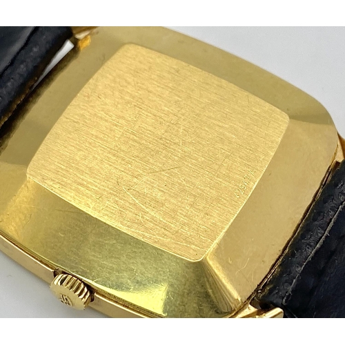 283 - A Girard Perregaux Gold Plated Gyromatic Gents Watch. Black leather strap. Gold plated case - 35mm. ... 