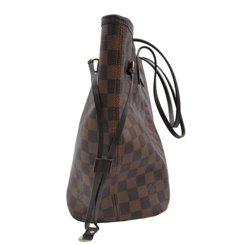 44 - A Louis Vuitton Neverfull Damier Ebene Bag. Coated canvas exterior with leather trim, gold-toned har... 