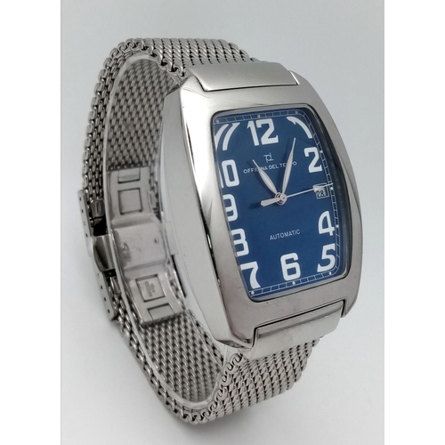 533 - An Officina Del Tempo Automatic Gents Watch. Stainless steel bracelet and case - 38mm. Blue dial wit... 