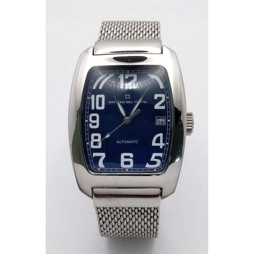 533 - An Officina Del Tempo Automatic Gents Watch. Stainless steel bracelet and case - 38mm. Blue dial wit... 