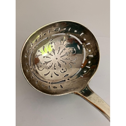 168 - Antique GEORGIAN SOLID SILVER SIFTING LADLE. Hallmark for John Kirschner, London 1821. Having fabulo... 