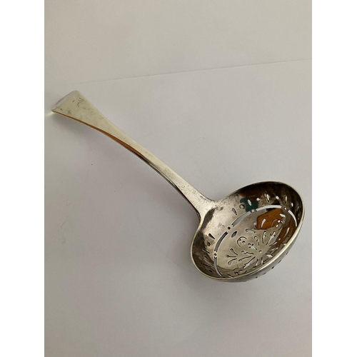 168 - Antique GEORGIAN SOLID SILVER SIFTING LADLE. Hallmark for John Kirschner, London 1821. Having fabulo... 