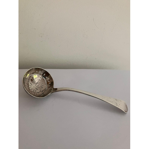 168 - Antique GEORGIAN SOLID SILVER SIFTING LADLE. Hallmark for John Kirschner, London 1821. Having fabulo... 