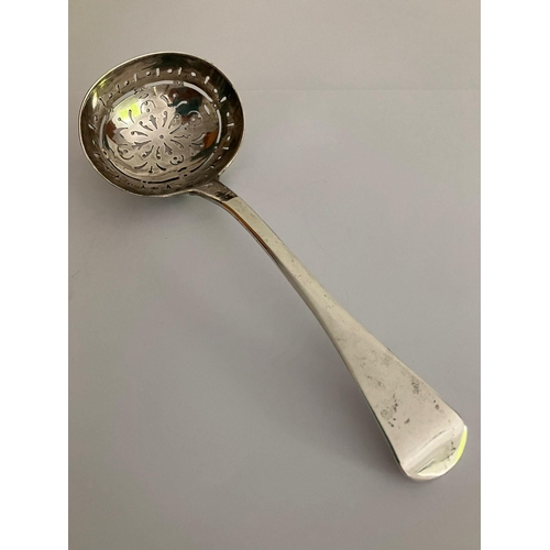 168 - Antique GEORGIAN SOLID SILVER SIFTING LADLE. Hallmark for John Kirschner, London 1821. Having fabulo... 