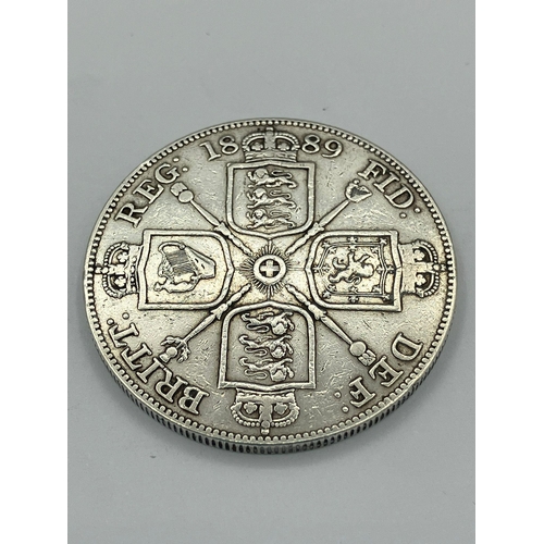 259 - 1889 SILVER DOUBLE FLORIN in EXTRA FINE CONDITION. Having bold definition to both sides with clear r... 