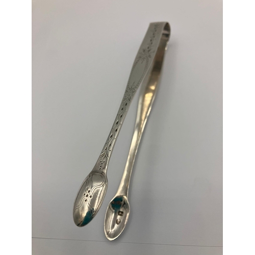 280 - Antique GEORGE III SILVER SUGAR TONGS. Hallmark for Thomas Northcote of London circa 1780. Attractiv... 