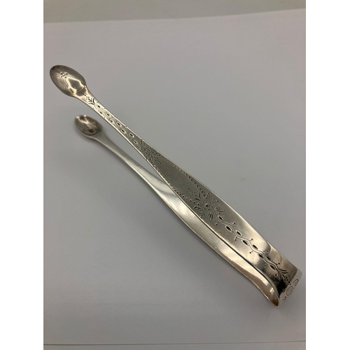 280 - Antique GEORGE III SILVER SUGAR TONGS. Hallmark for Thomas Northcote of London circa 1780. Attractiv... 