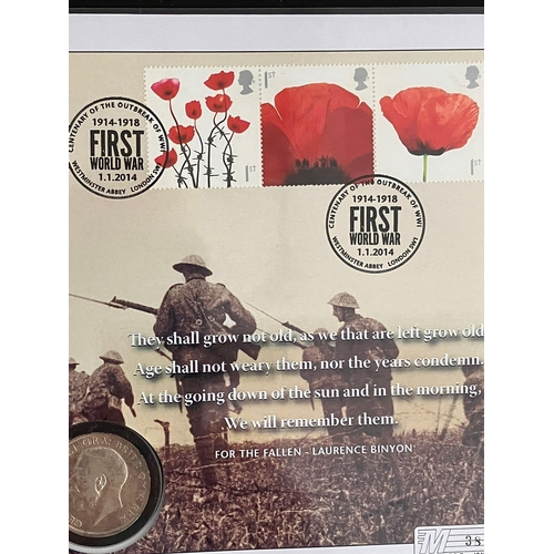 392 - Westminster First World War centenary set. To include a 1915 SILVER HALF CROWN  together with an unu... 