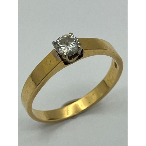 42 - 18 carat GOLD and DIAMOND SOLITAIRE RING.Having  a Quarter Carat clear white DIAMOND SOLITAIRE set t... 