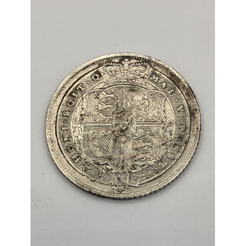 511 - 1820 GEORGE III SILVER SIXPENCE. Fine/very fine condition. Would benefit from a gentle clean.