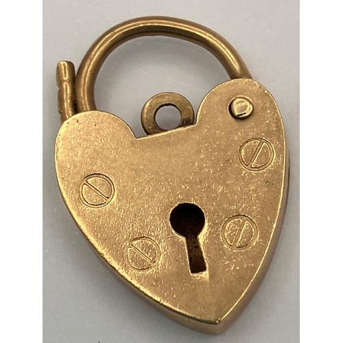 532 - 9 carat GOLD BRACELET LOCK/CHARM. Full UK Hallmark. 2.1 grams.