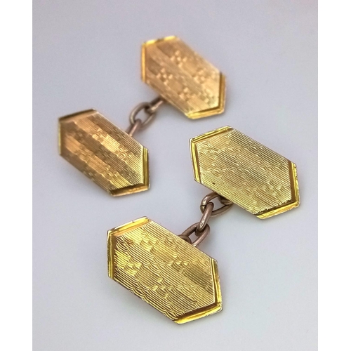 219 - A Pair of Classic Vintage 9K Yellow Gold Cufflinks. 5.3g