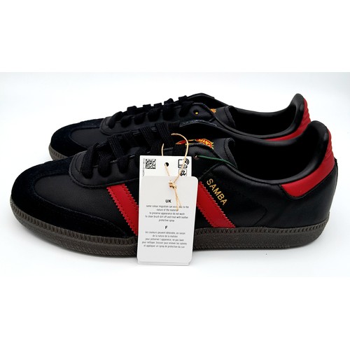 344 - A Pair of Adidas Samba Manchester United Trainers. Leather and suede exterior. UK size 6.5, US size ... 