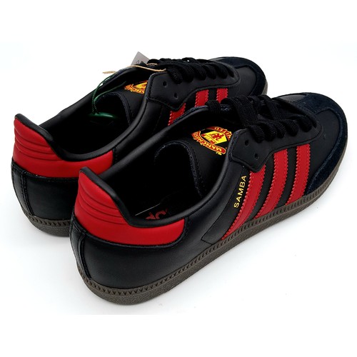 344 - A Pair of Adidas Samba Manchester United Trainers. Leather and suede exterior. UK size 6.5, US size ... 