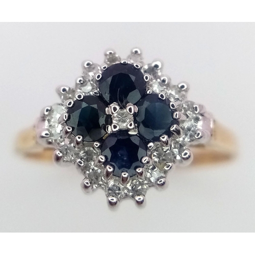 579 - A 9K YELLOW GOLD DIAMOND & SAPPHIRE RING. 1.7G SIZE J 1/2.

ref: SPAS 9013