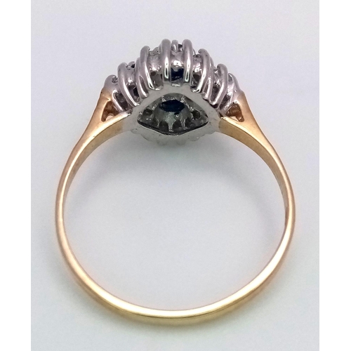 579 - A 9K YELLOW GOLD DIAMOND & SAPPHIRE RING. 1.7G SIZE J 1/2.

ref: SPAS 9013