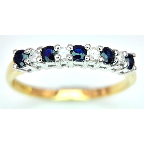 593 - A 9K YELLOW GOLD DIAMOND & SAPPHIRE RING 1.4G SIZE M.

ref: SPAS 9027