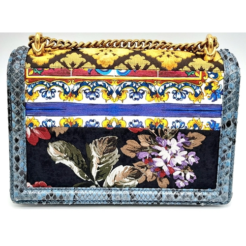 589 - A Dolce & Gabbana Multi-Colour Devotion Patchwork Bag. Leather, textile and python exterior with gol... 