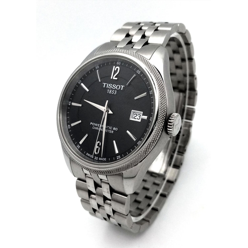 360 - A Tissot Powermatic 80 Gents Watch. Stainless steel bracelet and case - 41mm. Black dial with date w... 