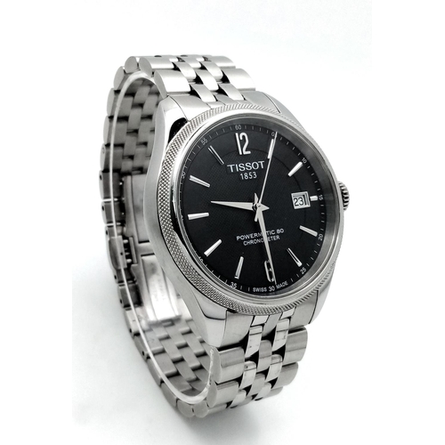 360 - A Tissot Powermatic 80 Gents Watch. Stainless steel bracelet and case - 41mm. Black dial with date w... 