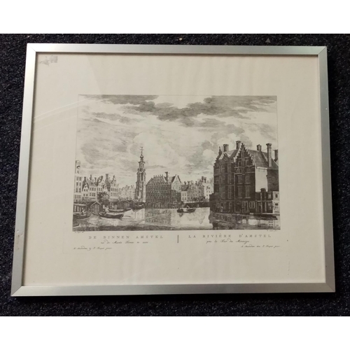508 - A print by P. Fouquet Junior of An Amsterdam City scence. Frame size 56 x 46cm