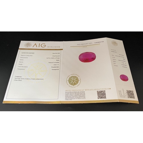 165 - An 11.66ct Ruby Gemstone - AIG Milan Sealed and Certified.