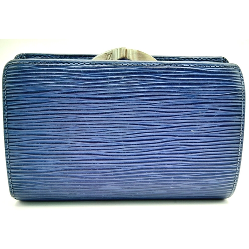 136 - A Vintage Louis Vuitton Blue Bifold Wallet. Epi leather exterior with silver-toned hardware and pres... 