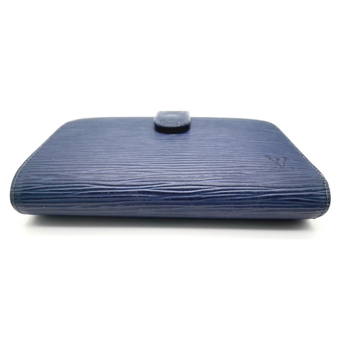 136 - A Vintage Louis Vuitton Blue Bifold Wallet. Epi leather exterior with silver-toned hardware and pres... 