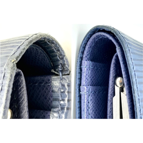 136 - A Vintage Louis Vuitton Blue Bifold Wallet. Epi leather exterior with silver-toned hardware and pres... 