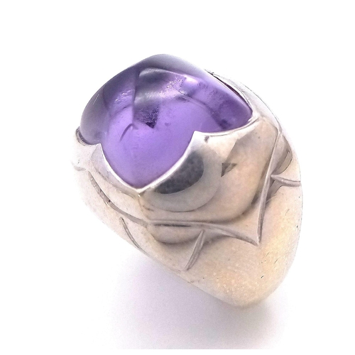 162 - An 18K White Gold Bulgari Amethyst Pyramid Ring. Size K.
16.41g total weight. Ref: 016531
