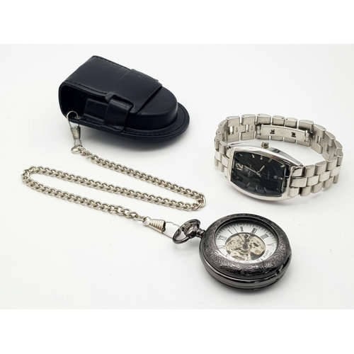 1445 - A Parcel of Two Men’s Dress Watches Comprising; 1) A Manual Wind Gun Metal Grey Pocket Watch by Pica... 