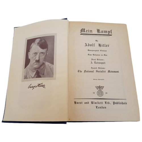 1372 - Hard Back ‘Adolf Hitler Mein Kampf’ Book. This is the English unexpurgated Edition Two Volumes in On... 