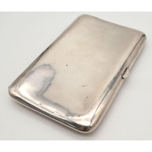 110 - 1914 Hallmarked Silver Cigarette Case with a silver Royal Flying Corps Badge.