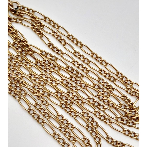 118 - 9 carat GOLD FIGARO CHAIN NECKLACE. Slim Links. Longer length 60 cm. (24 inches). 3.8 grams.