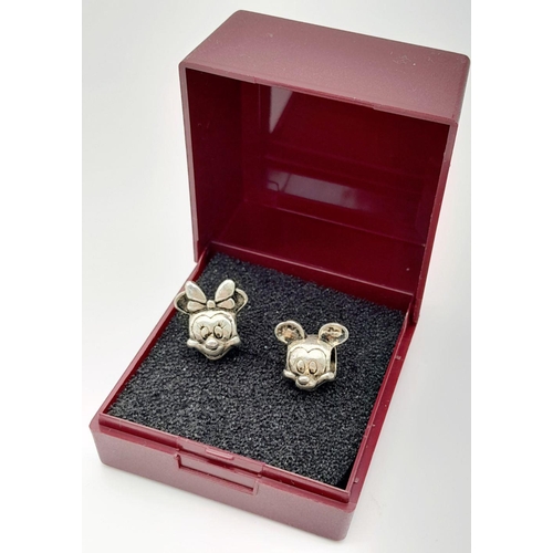 132 - Genuine PANDORA MICKEY and MINNIE MOUSE SILVER CHARMS.