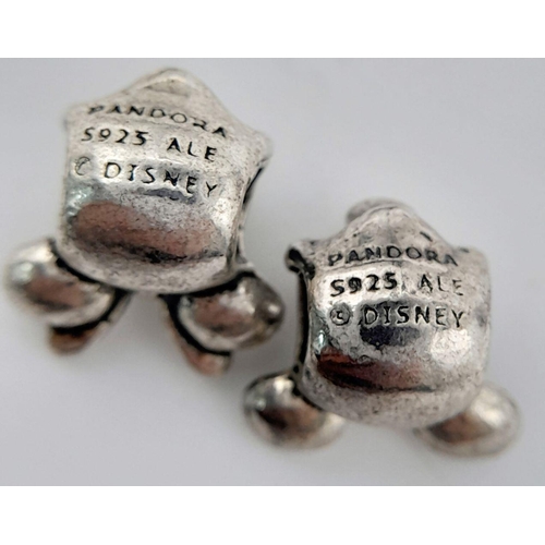 132 - Genuine PANDORA MICKEY and MINNIE MOUSE SILVER CHARMS.