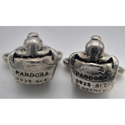 132 - Genuine PANDORA MICKEY and MINNIE MOUSE SILVER CHARMS.