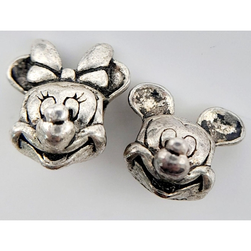 132 - Genuine PANDORA MICKEY and MINNIE MOUSE SILVER CHARMS.