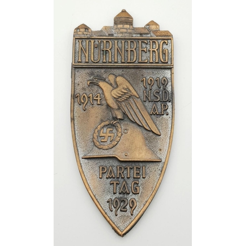 152 - Cased 1929 Nurnberg Rally Plaque. Maker Marked on rear.