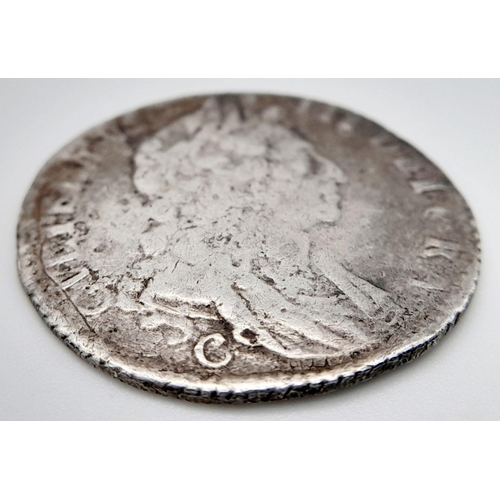 153 - 1697 WILLIAM III (William of Orange) SILVER SHILLING. Chester Mint. Head = fair /fine. Reverse = wor... 