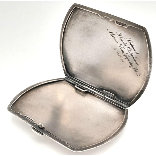 159 - Silver Cigarette Case presented to the Imperial German Naval Ace “Theodore Osterkampmein”
Although i... 