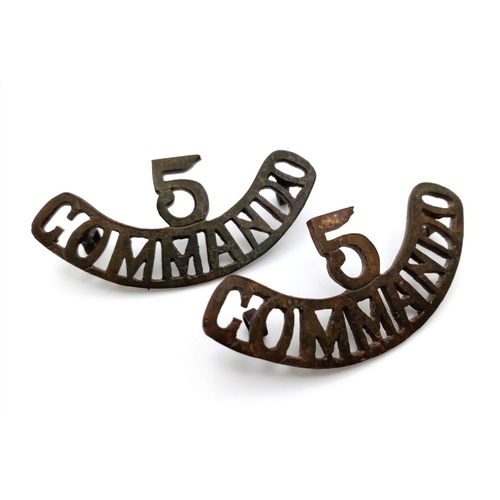 166 - WW2 No 5 Commando “V-Force” Badge and shoulder titles.