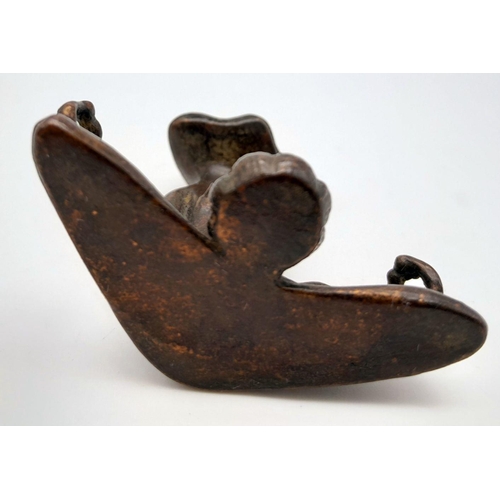 182 - A bronze statuette of “The most serene frog meditating”, probably Japanese in origin, Height: 5 cm, ... 