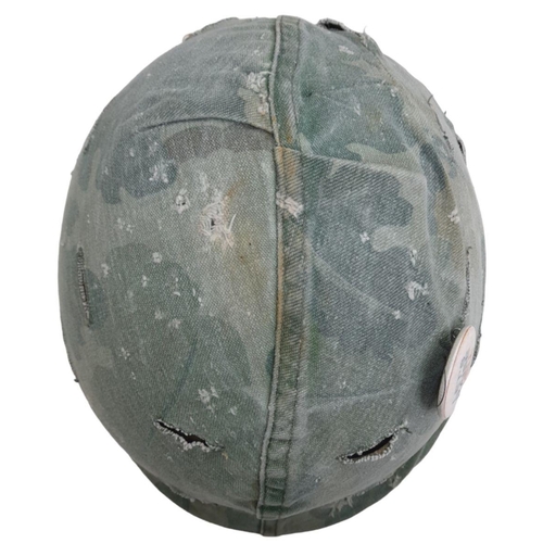 194 - Vietnam War Era US M1 Helmet with Reversible Mitchell/Duck Hunter Cover and period Helmet Liner. A “... 