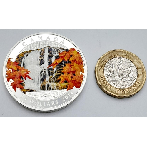 202 - 2014 CANADIAN SILVER $20 DOLLAR COIN. Royal Canadian mint AUTUMN FALL Coloured  COIN in 99.9% PURE  ... 